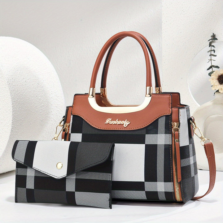 CHROSGEKEIDI Wo 'S Elegant Handbag with Golden-Tone Hardware - Large Capacity, Removable Shoulder Strap, Polyester Lining, Perfect for Work Or Travel, Travel Handbag | Sophisticated Style | Durable Zipper Closure, Large Handb