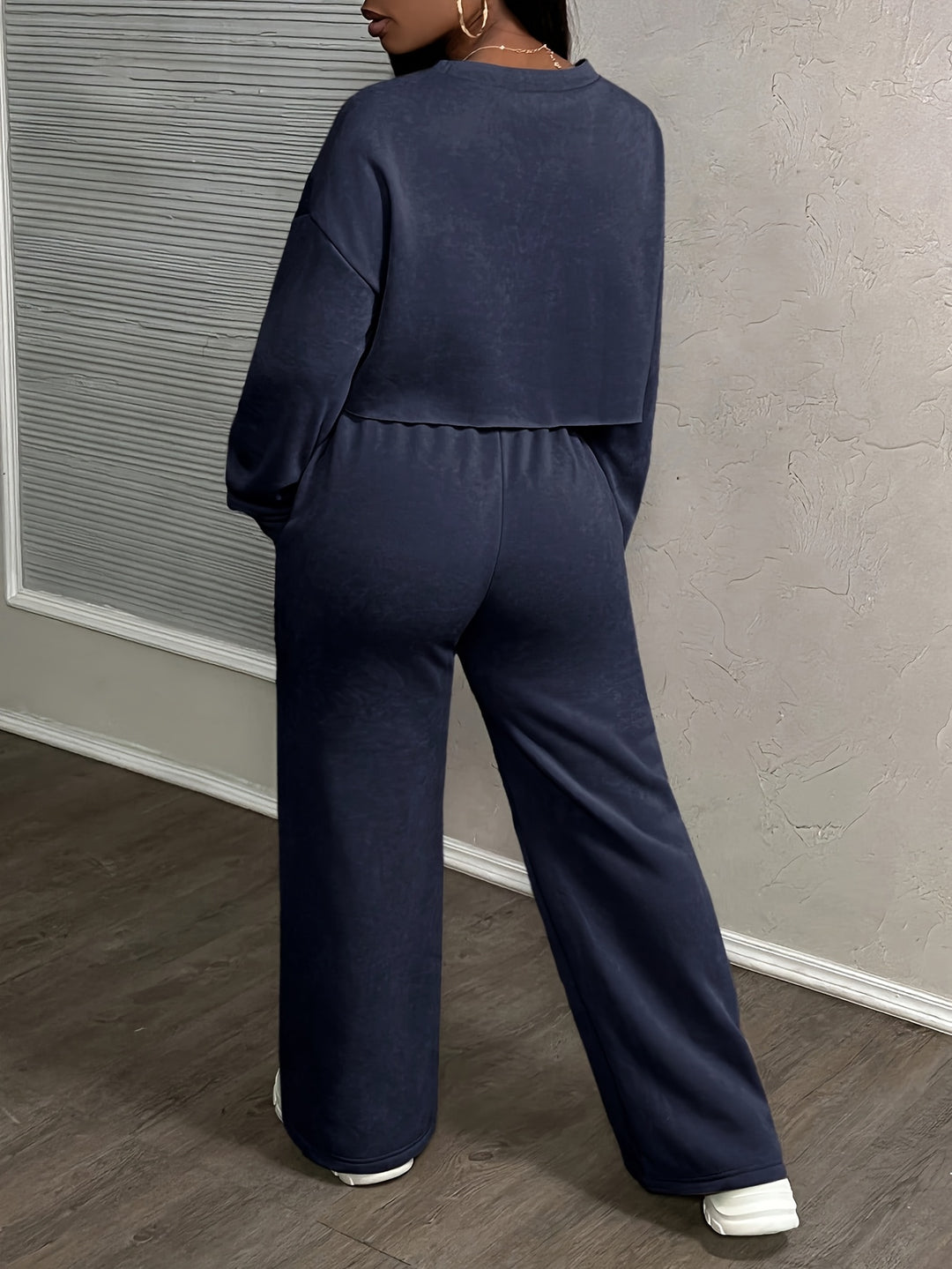 Casual Loose Women's Solid Color Street Style Drawstring Sweat Set