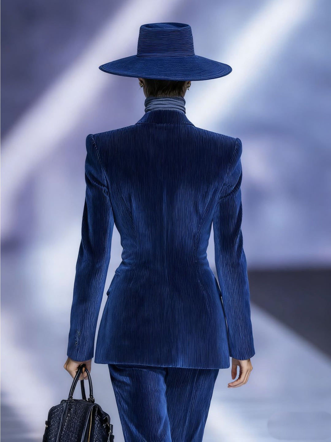 Navy Velvet Suit Set for Women