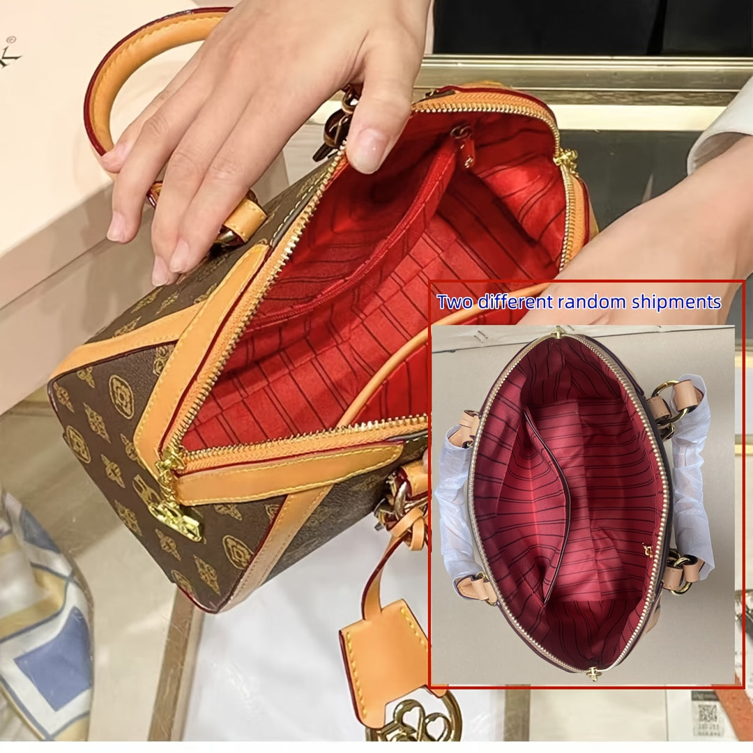 Luxury Designer Women's Coffee Brown Animal Print PVC Shoulder Bag