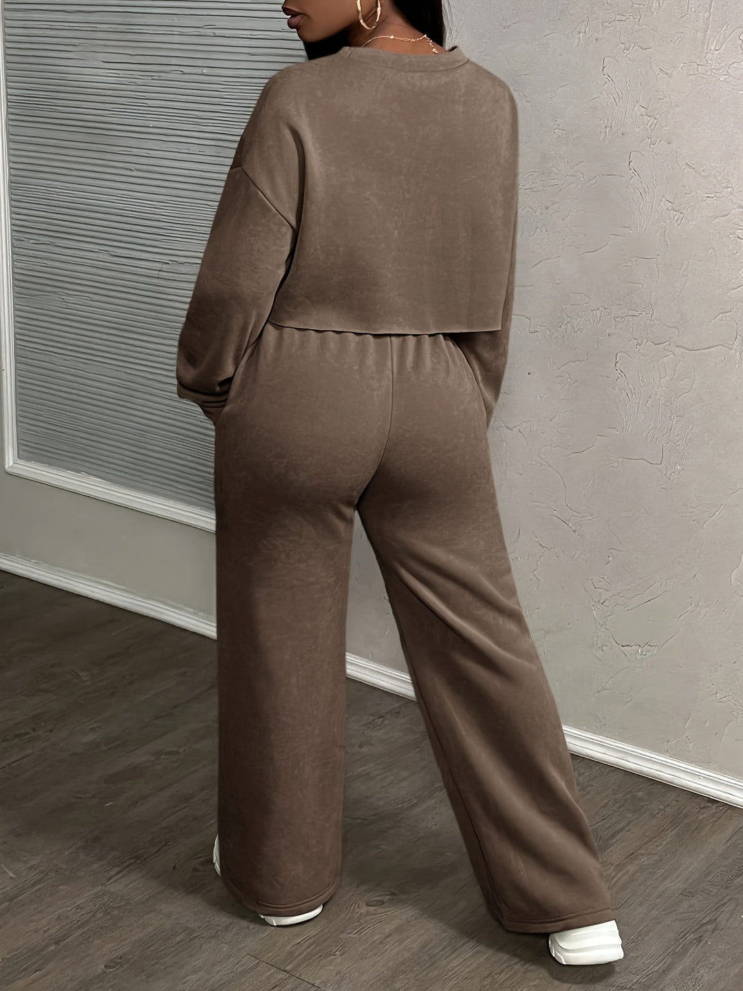 Casual Loose Women's Solid Color Street Style Drawstring Sweat Set