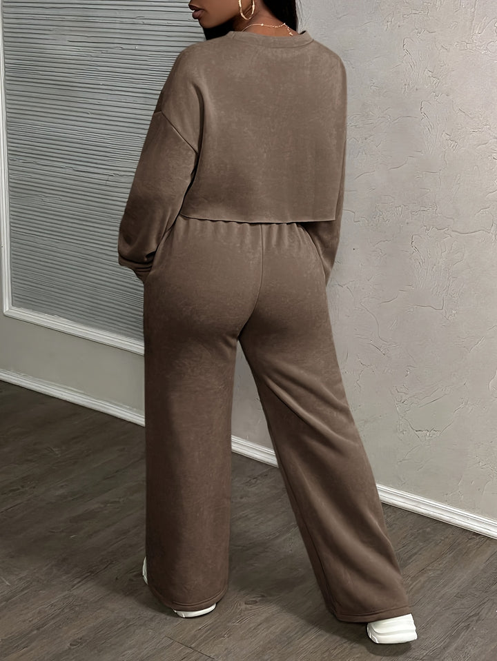 Casual Loose Women's Solid Color Street Style Drawstring Sweat Set