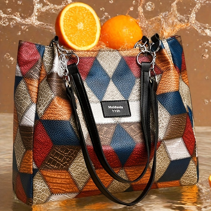 Perfect Lily Elegant Women's Plaid Shoulder Bag with Fixed Straps