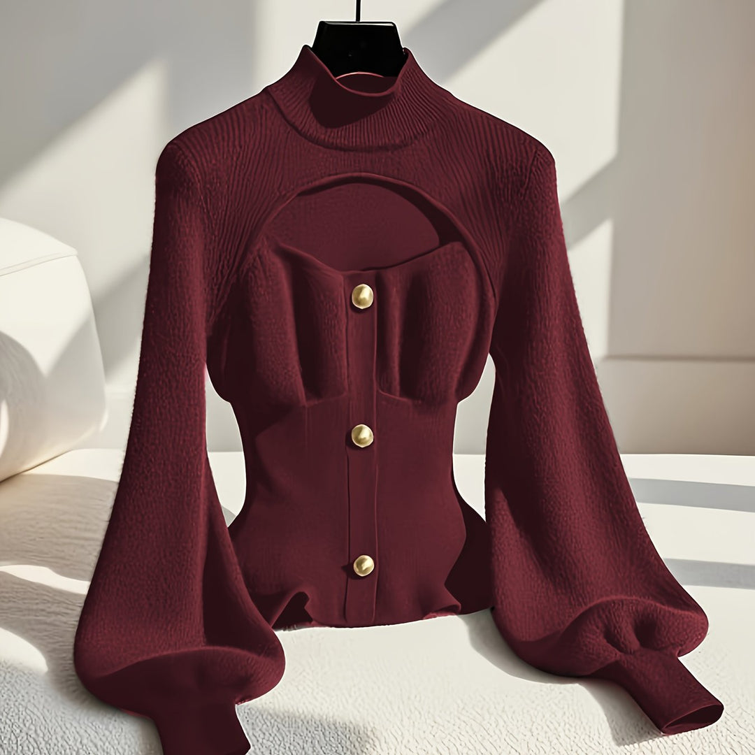 Women's Burgundy Slim-Fit Winter Sweater Jacket