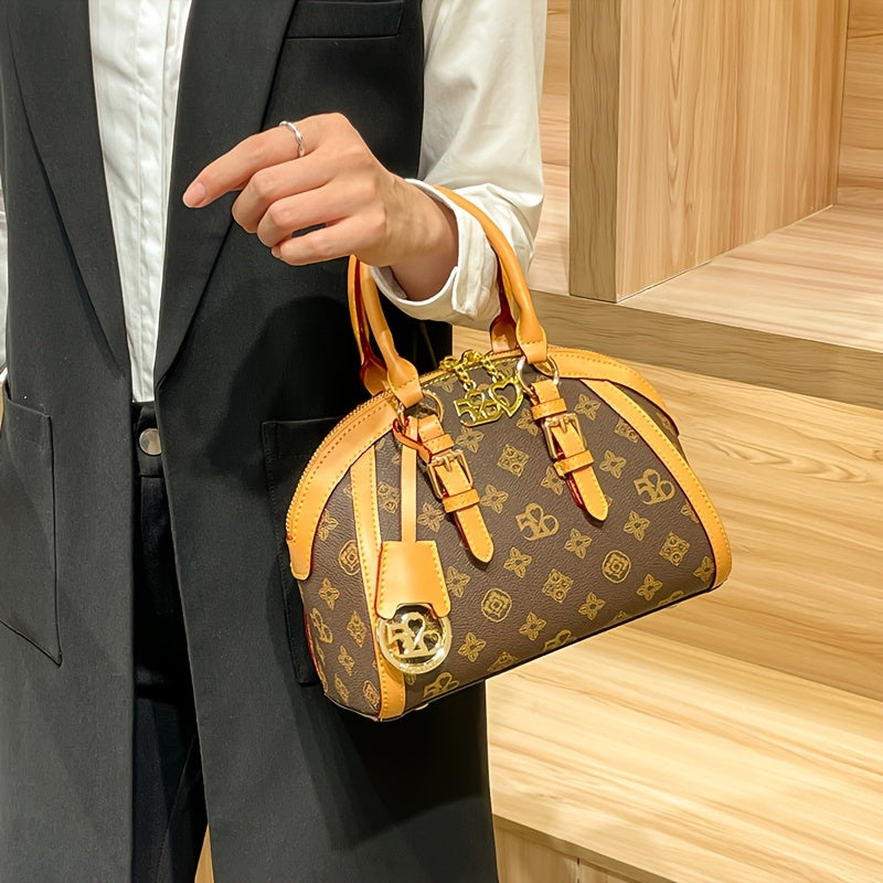 Luxury Designer Women's Coffee Brown Animal Print PVC Shoulder Bag