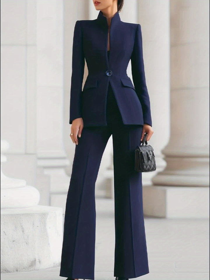 Stand Collar Waist-Ruched Suit for Women