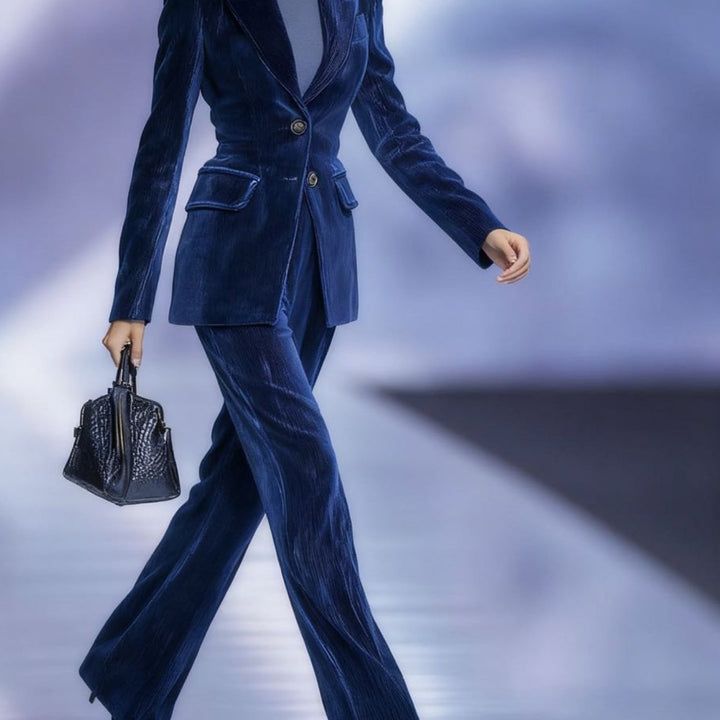 Navy Velvet Suit Set for Women