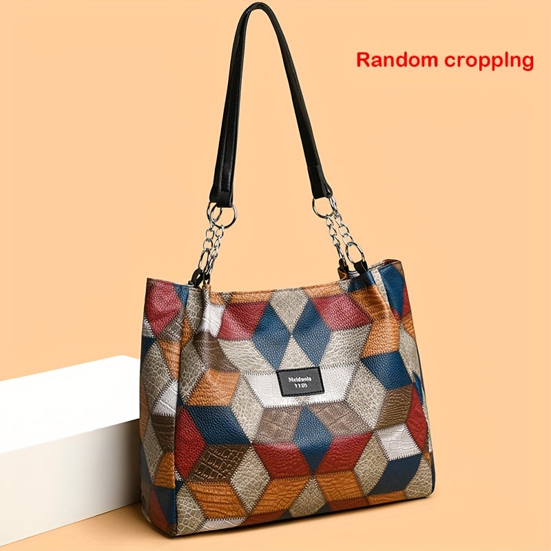 Perfect Lily Elegant Women's Plaid Shoulder Bag with Fixed Straps