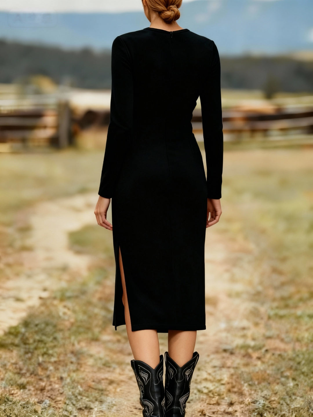 Women's Vintage Western Cowgirl Dress with Fringe Hem & Fringe Sleeves