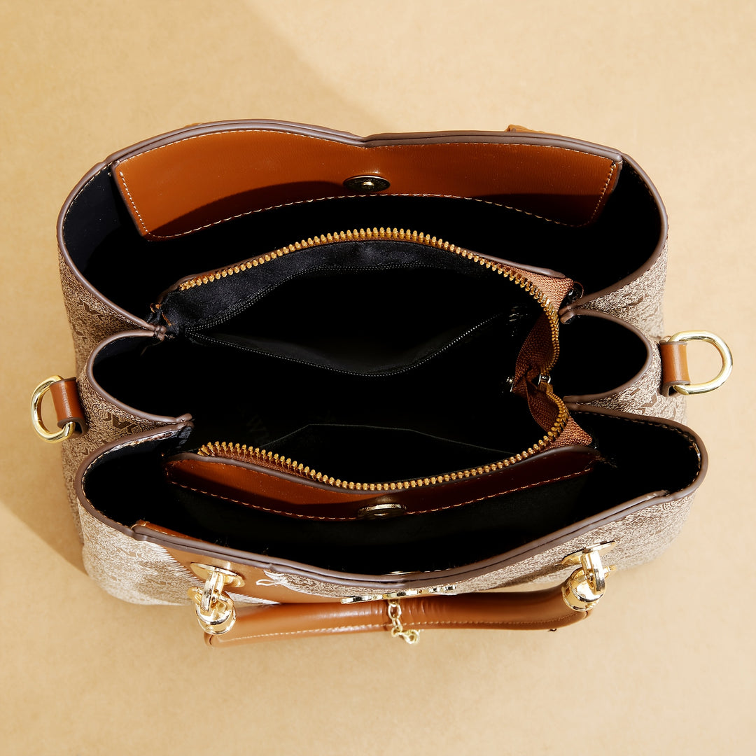 Cocogigi Women's Luxury Multi-Component Handbag Set with Detachable Crossbody Strap