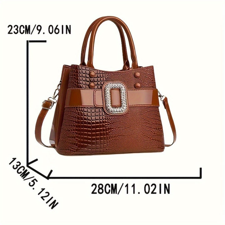 Women'S Luxury Genuine Leather Handbag - Elegant Crossbody/Handbag Converter with Golden-Tone Hardware, Zipper Closure & Detachable Strap, Golden-Tone Hardware, Structured Round Top & Smooth Leather Exterior - Versatile Desig