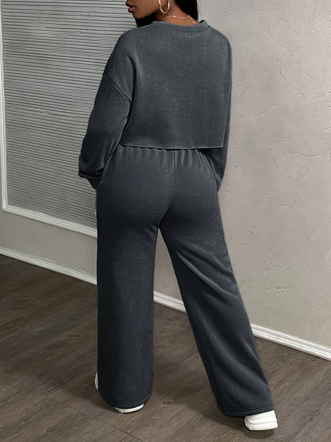 Casual Loose Women's Solid Color Street Style Drawstring Sweat Set