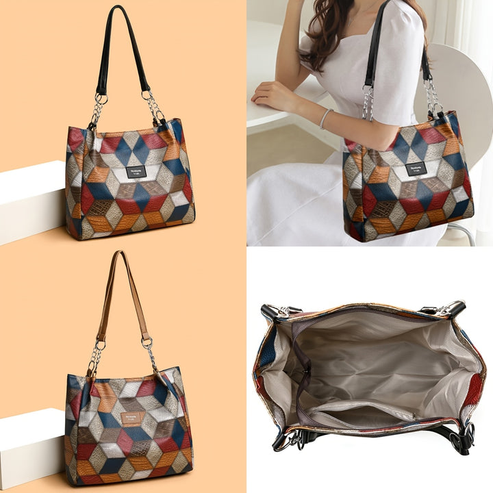 Perfect Lily Elegant Women's Plaid Shoulder Bag with Fixed Straps