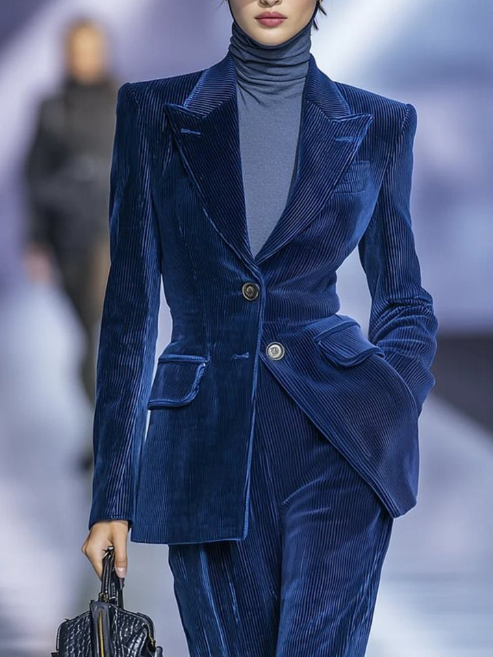 Navy Velvet Suit Set for Women
