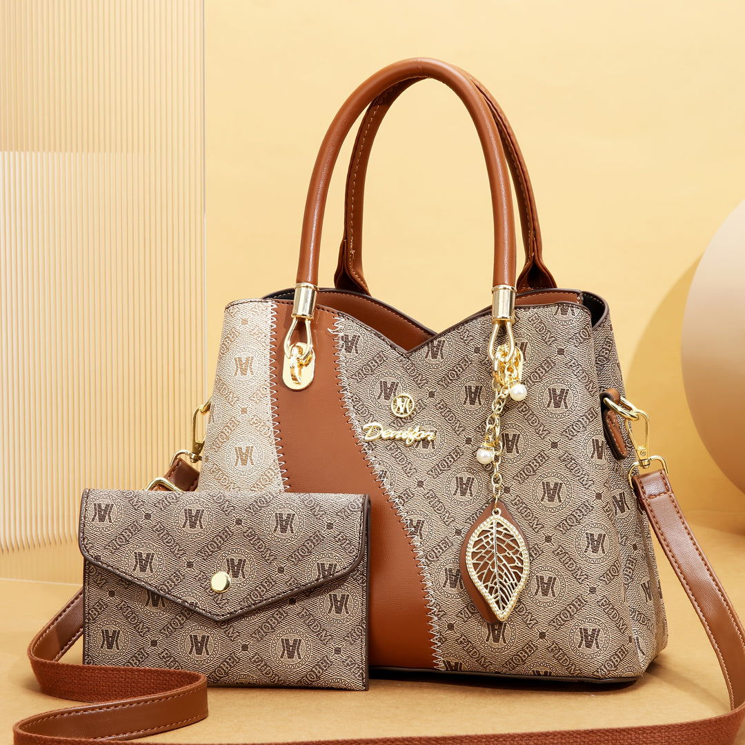 Cocogigi Women's Luxury Multi-Component Handbag Set with Detachable Crossbody Strap