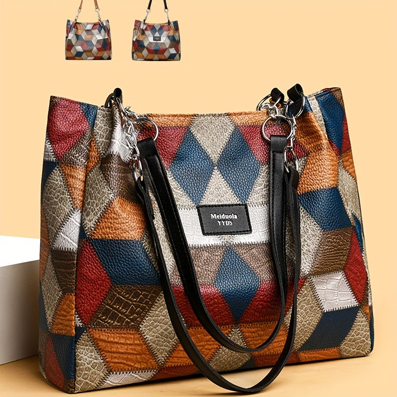 Perfect Lily Elegant Women's Plaid Shoulder Bag with Fixed Straps