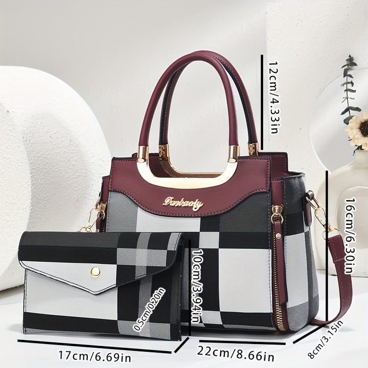 CHROSGEKEIDI Wo 'S Elegant Handbag with Golden-Tone Hardware - Large Capacity, Removable Shoulder Strap, Polyester Lining, Perfect for Work Or Travel, Travel Handbag | Sophisticated Style | Durable Zipper Closure, Large Handb