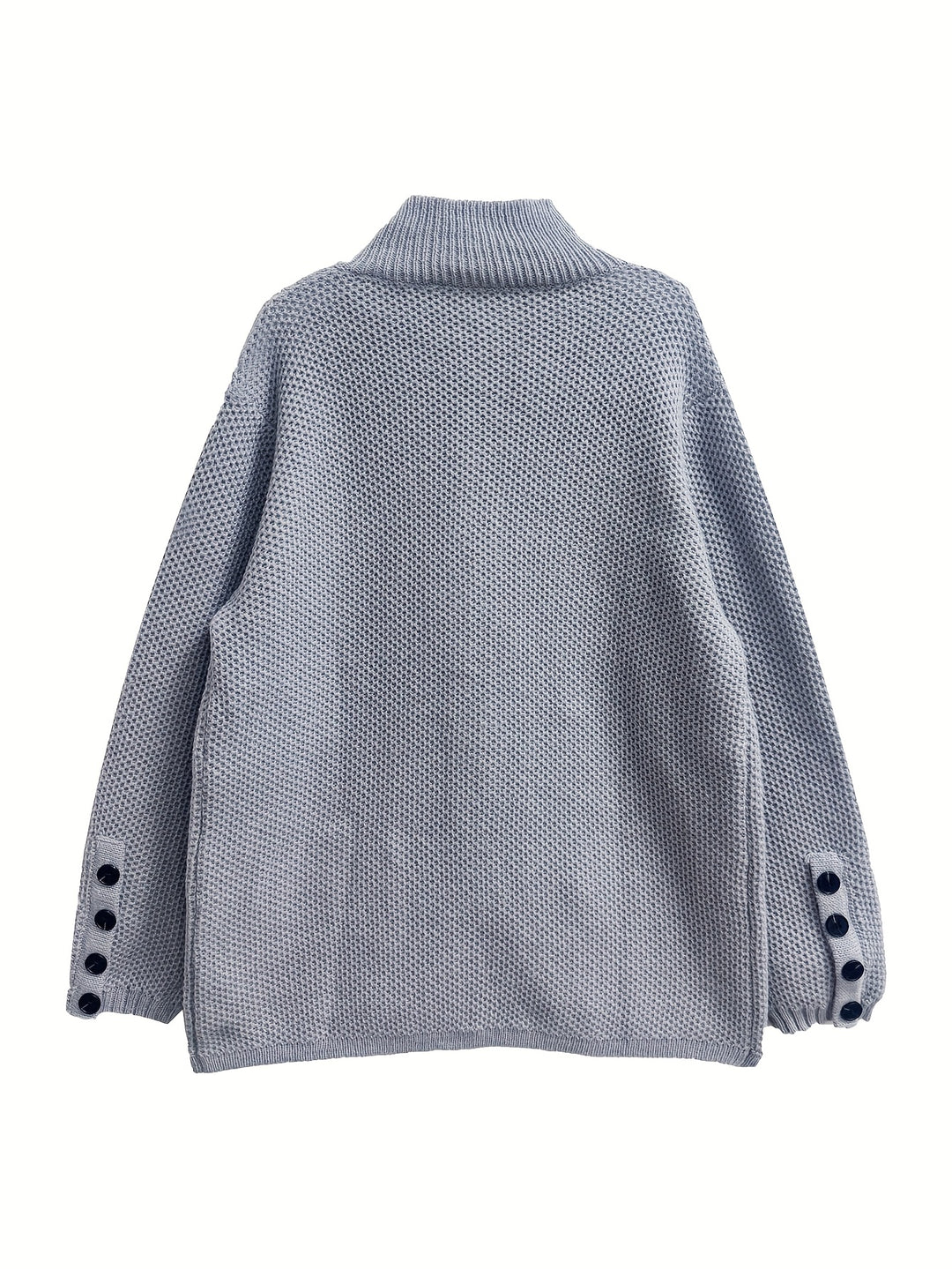 Elegant Women's High Neck Pocket Cardigan Coat, Autumn and Winter Outfit, Casual Streetwear for Daily Commute