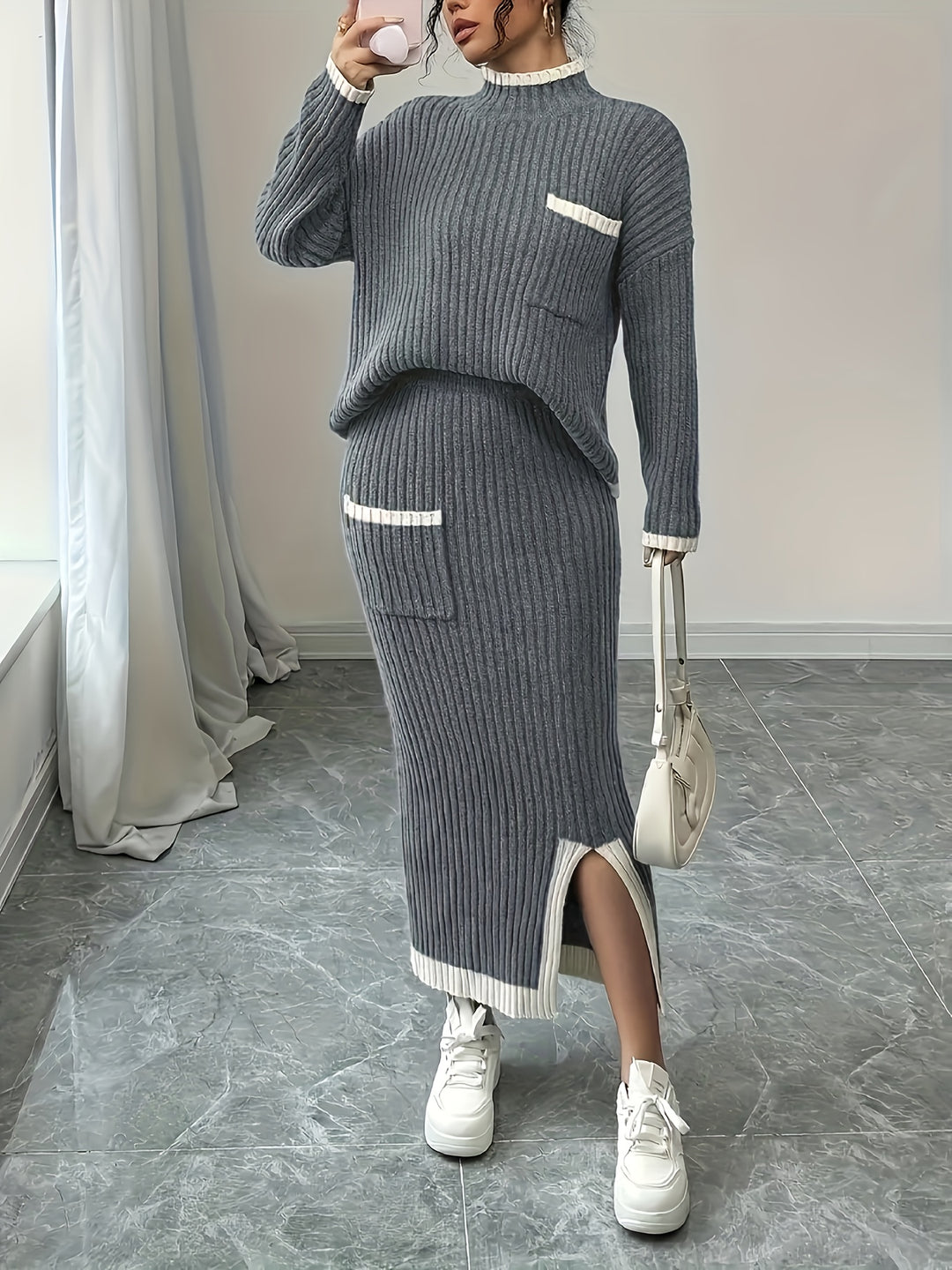 Autumn-Winter New Fashion Elegant Women's Sweater Set