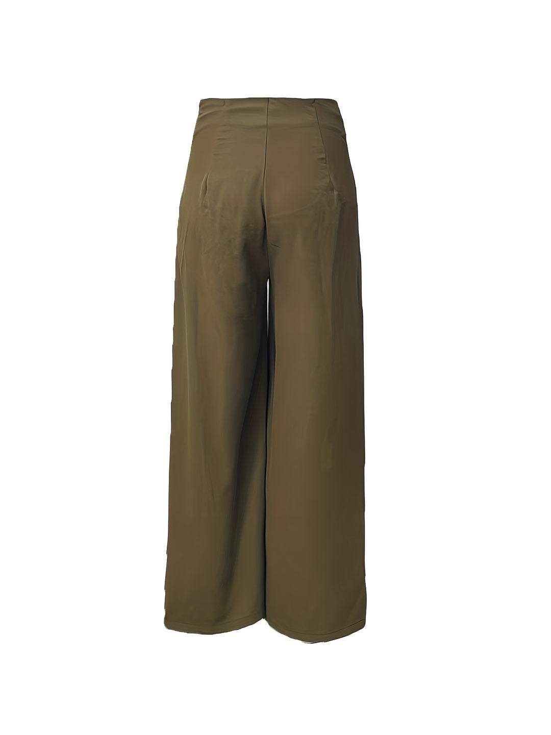 Women's High-Waisted Wide-Leg Dress Pants with Button Closure