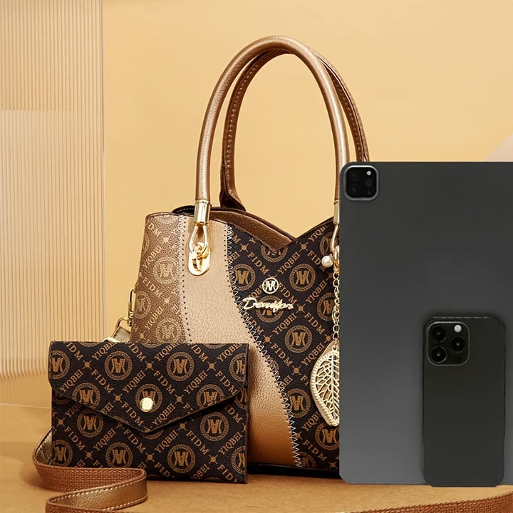 Cocogigi Women's Luxury Multi-Component Handbag Set with Detachable Crossbody Strap