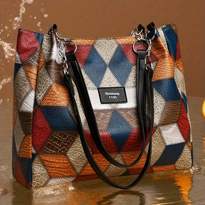 Perfect Lily Elegant Women's Plaid Shoulder Bag with Fixed Straps