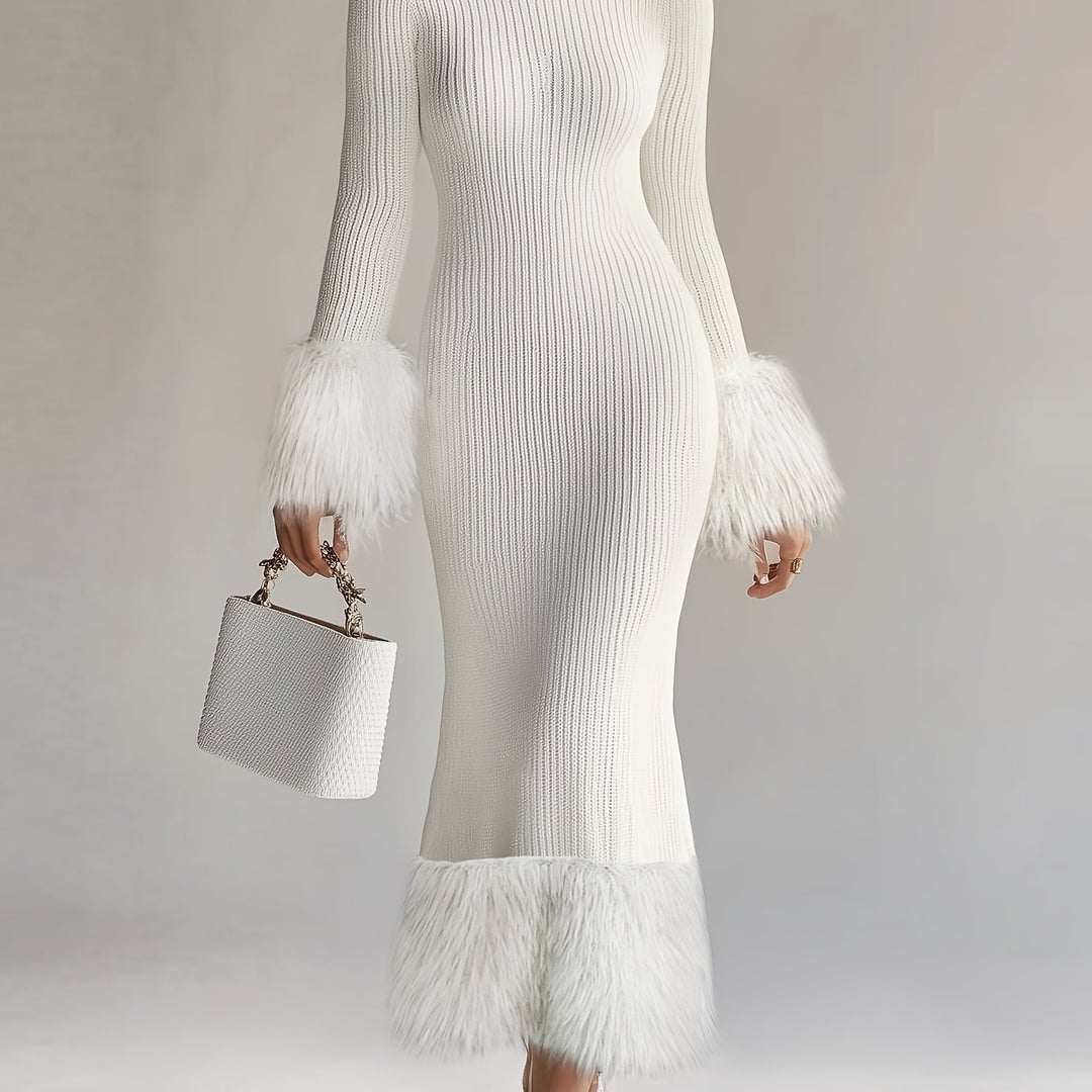 Women's Elegant Solid Color Sweater Dress