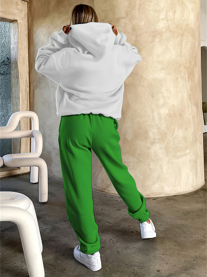 Women'S 2pcs Outfits CREATE Print Hoodie And Sweatpants Set, Fall Winter Oversized Fleece-Lined Casual With Pockets