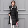 Winter Women Coat Parkas Mid-length Hooded Big Fur Collar Warmth Jacket