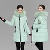 Winter Women Coat Parkas Mid-length Hooded Big Fur Collar Warmth Jacket
