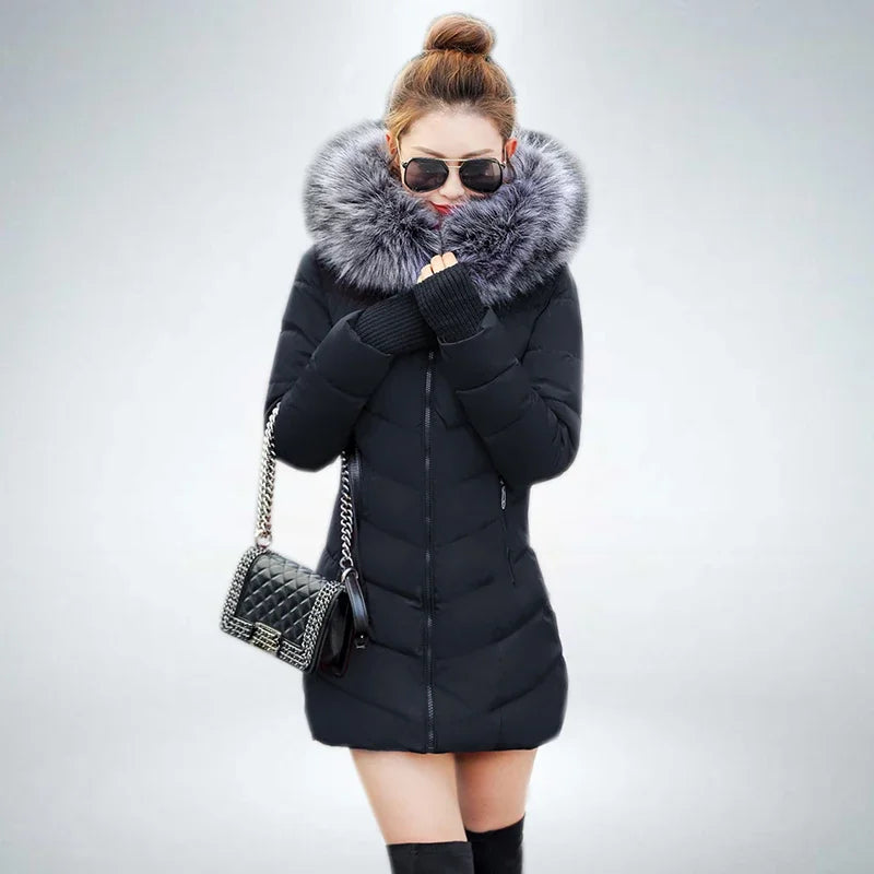 2025 New Arrival Fashion Slim Women Winter Jacket Cotton Padded Warm Thicken Ladies Coat