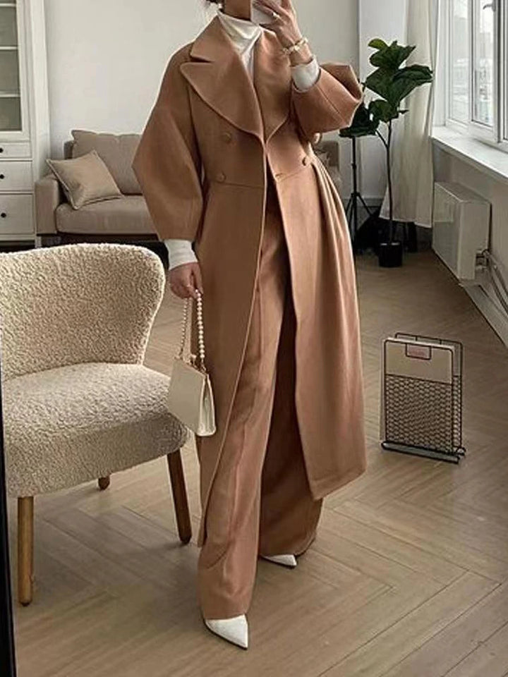 Winter Coat for Women Elegant Lantern Sleeve Lapel Collar Trench Coat