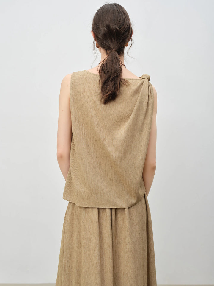 ZIQIAO 2025 Summer Women's Sleeveless Linen Set