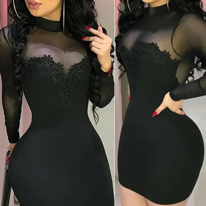 Women Elegant Mini Dress Chiffon Sexy Transparent Strapless Party Bandage Bodycon Mini Dress