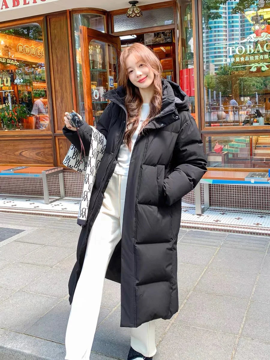 2025 Winter Women Jacket Coats Long Parkas Female Down Cotton Hooded Overcoat