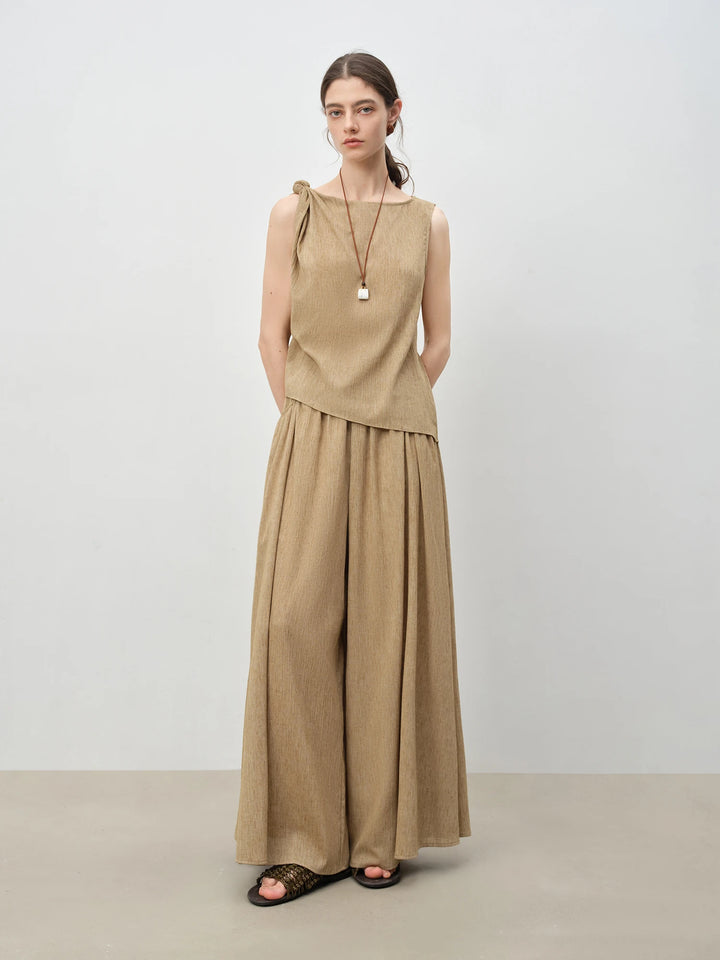 ZIQIAO 2025 Summer Women's Sleeveless Linen Set