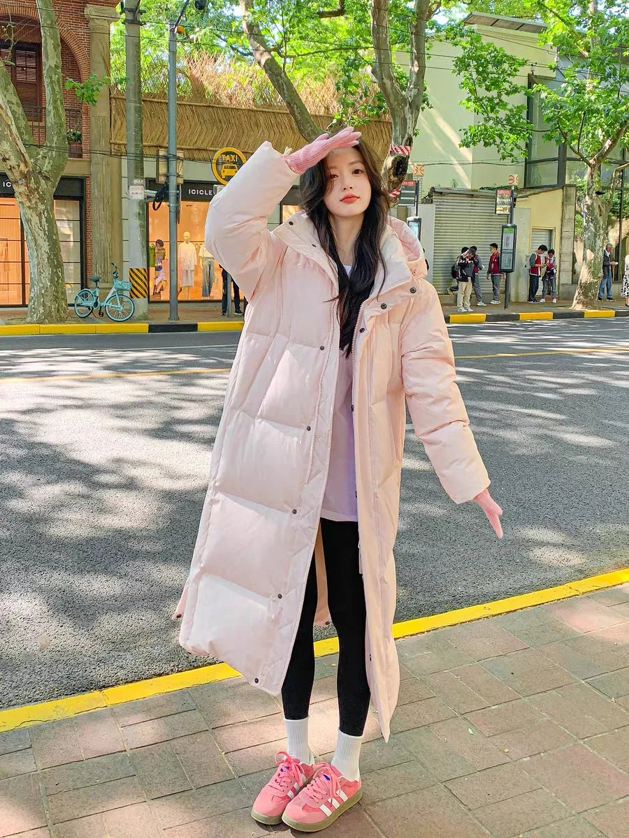 2025 Winter Women Jacket Coats Long Parkas Female Down Cotton Hooded Overcoat