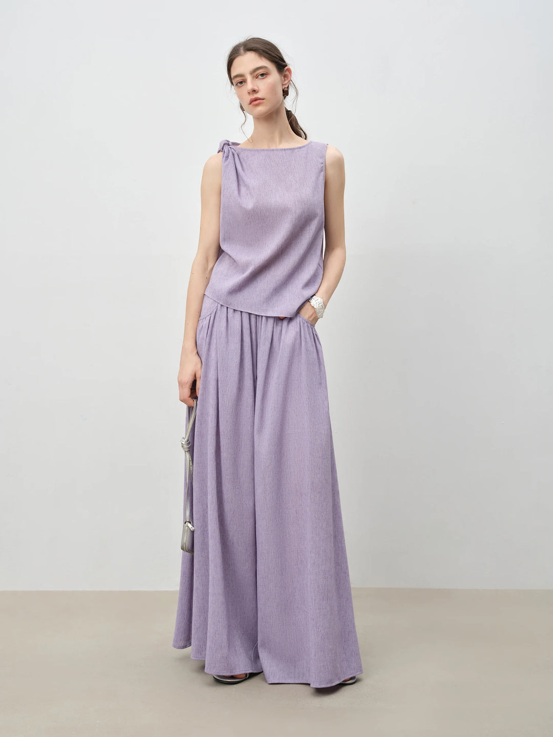 ZIQIAO 2025 Summer Women's Sleeveless Linen Set