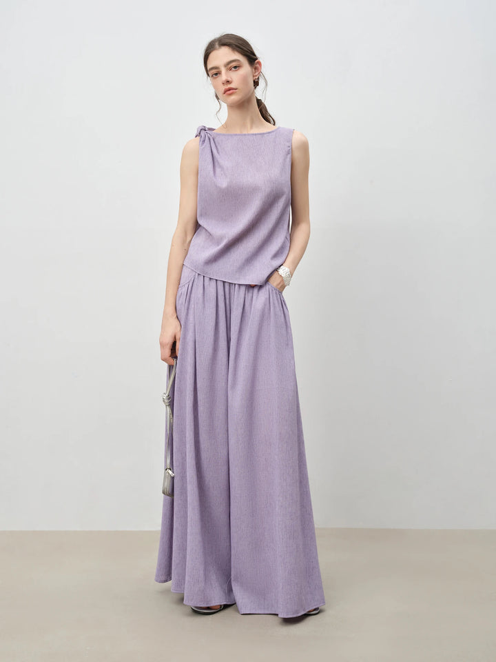 ZIQIAO 2025 Summer Women's Sleeveless Linen Set