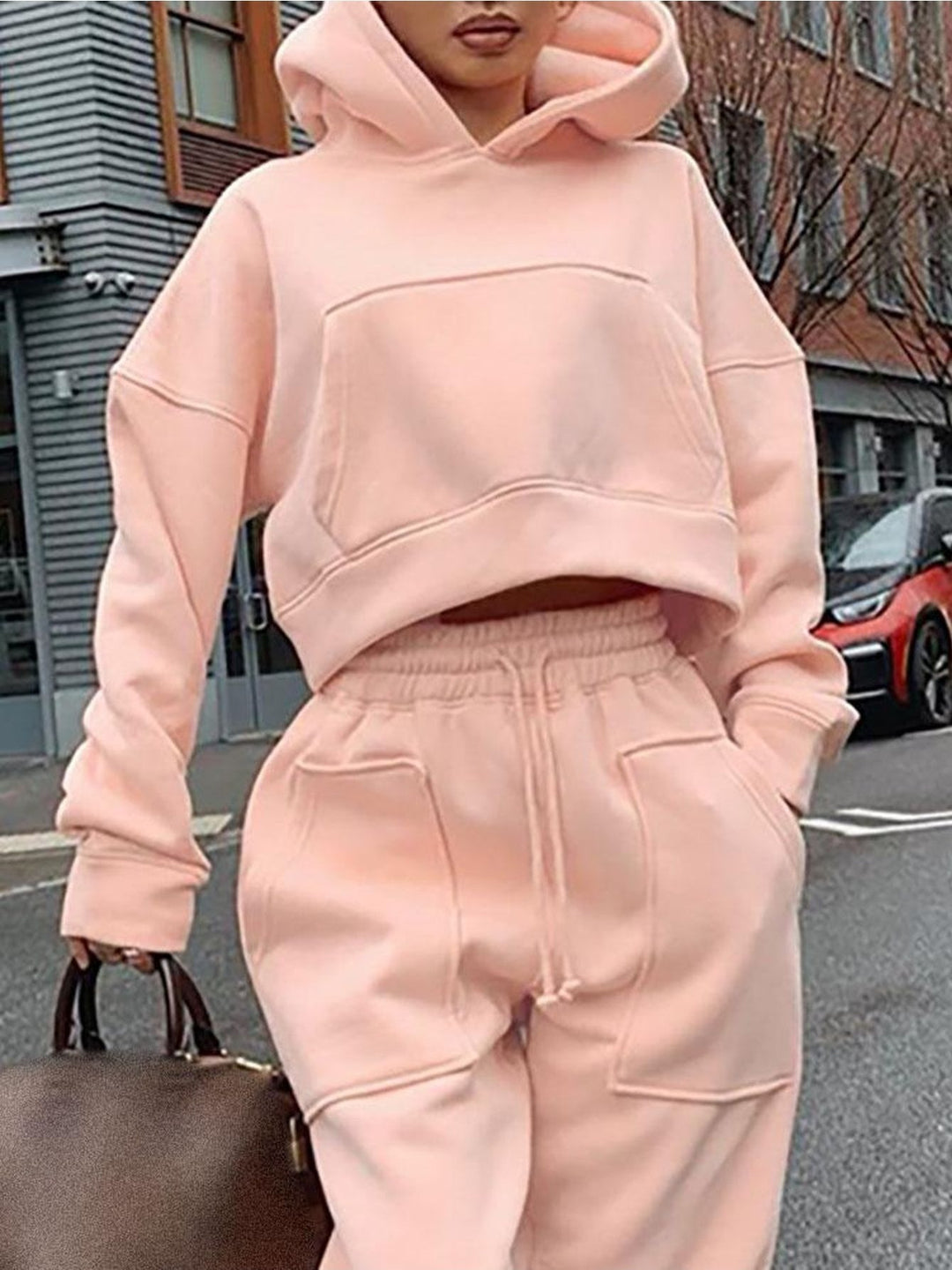 Suit for Women Women Fashion Solid Velvet Sweater Casual Twopiece Suit in Winter Nine Pant Suits