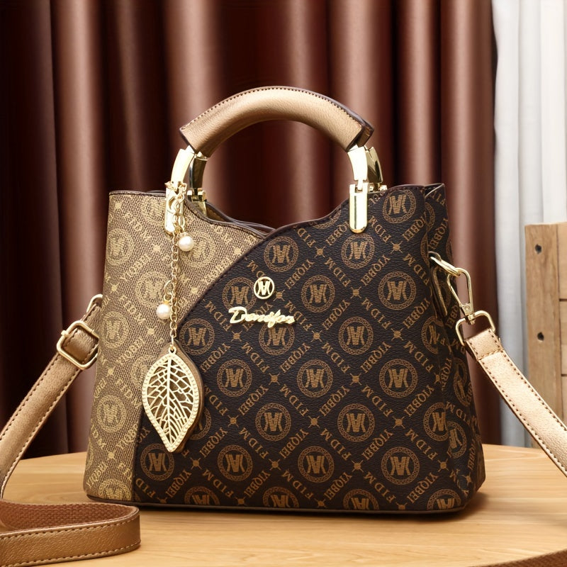 FIDM Women's 3pcs Golden  Handbag Collection - Elegant ic Closure Tote, Matching Clutch & Wallet/Purse, Luxury  for, Wedding, Travel (Golden-Tone, Durable & Versatile)