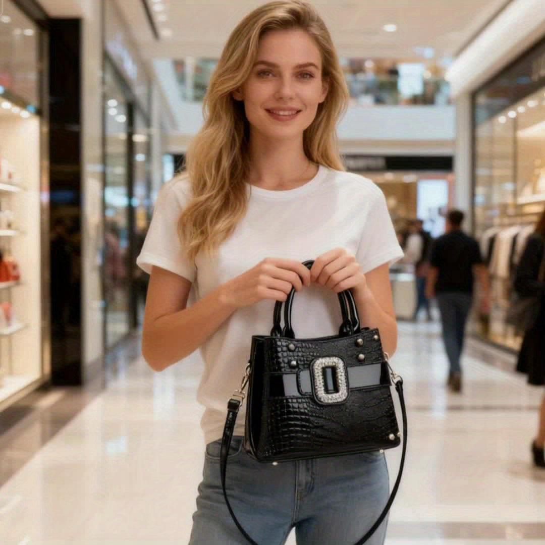 Women'S Luxury Genuine Leather Handbag - Elegant Crossbody/Handbag Converter with Golden-Tone Hardware, Zipper Closure & Detachable Strap, Golden-Tone Hardware, Structured Round Top & Smooth Leather Exterior - Versatile Desig