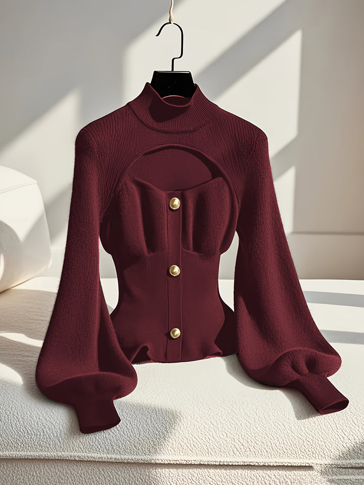Women's Burgundy Slim-Fit Winter Sweater Jacket
