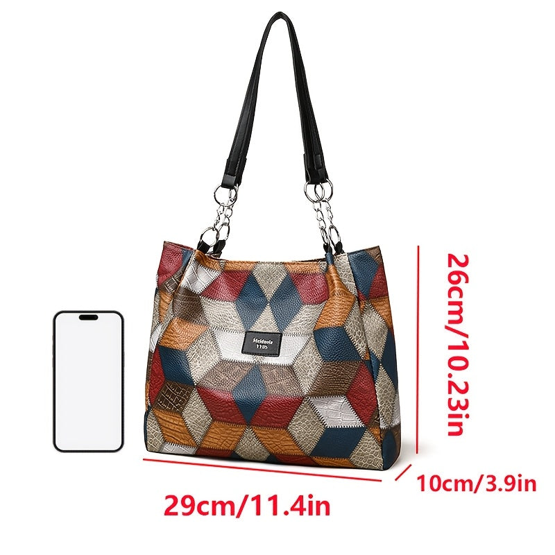 Perfect Lily Elegant Women's Plaid Shoulder Bag with Fixed Straps