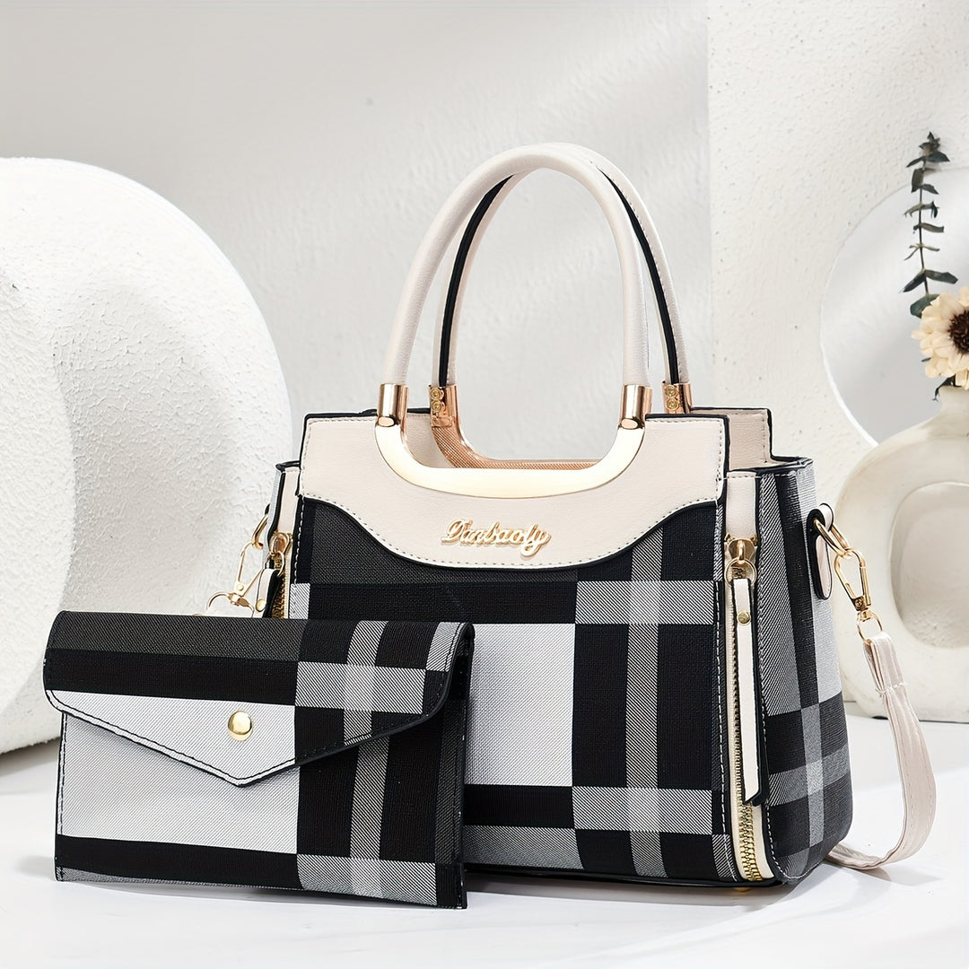 CHROSGEKEIDI Wo 'S Elegant Handbag with Golden-Tone Hardware - Large Capacity, Removable Shoulder Strap, Polyester Lining, Perfect for Work Or Travel, Travel Handbag | Sophisticated Style | Durable Zipper Closure, Large Handb