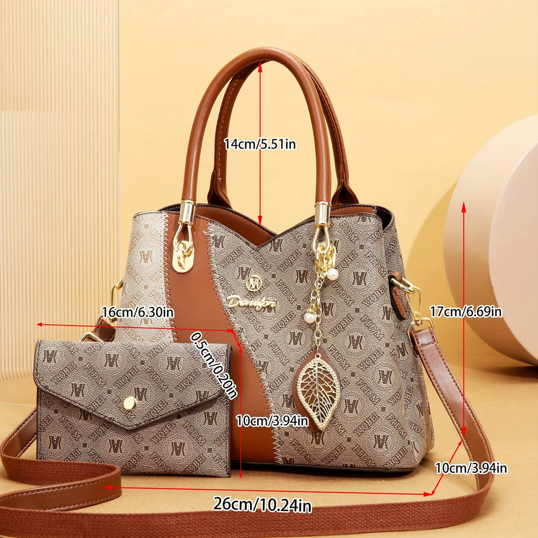 Cocogigi Women's Luxury Multi-Component Handbag Set with Detachable Crossbody Strap