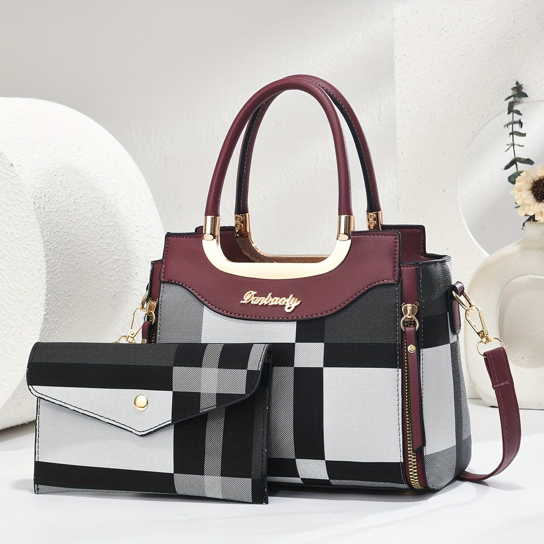 CHROSGEKEIDI Wo 'S Elegant Handbag with Golden-Tone Hardware - Large Capacity, Removable Shoulder Strap, Polyester Lining, Perfect for Work Or Travel, Travel Handbag | Sophisticated Style | Durable Zipper Closure, Large Handb