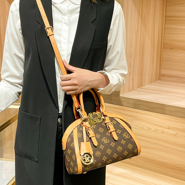 Luxury Designer Women's Coffee Brown Animal Print PVC Shoulder Bag