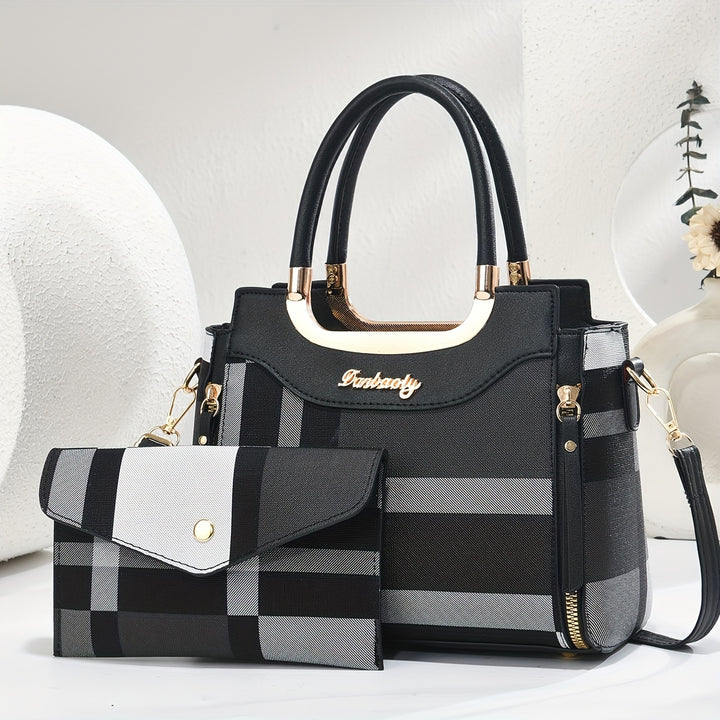 CHROSGEKEIDI Wo 'S Elegant Handbag with Golden-Tone Hardware - Large Capacity, Removable Shoulder Strap, Polyester Lining, Perfect for Work Or Travel, Travel Handbag | Sophisticated Style | Durable Zipper Closure, Large Handb