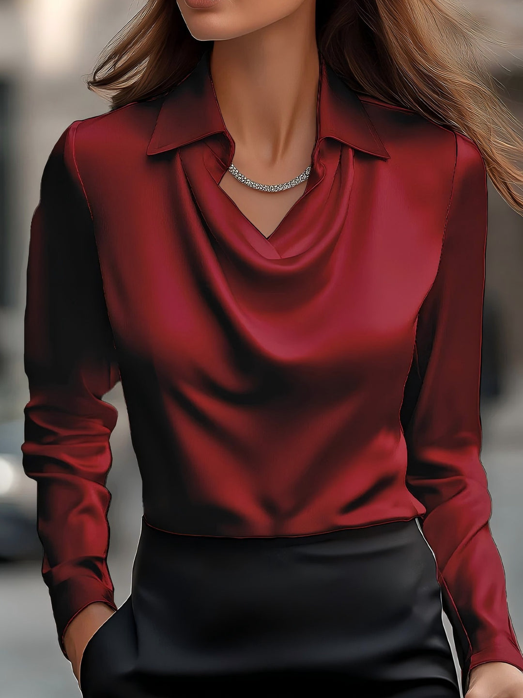 Women's Minimalist Wing Collar Blouse